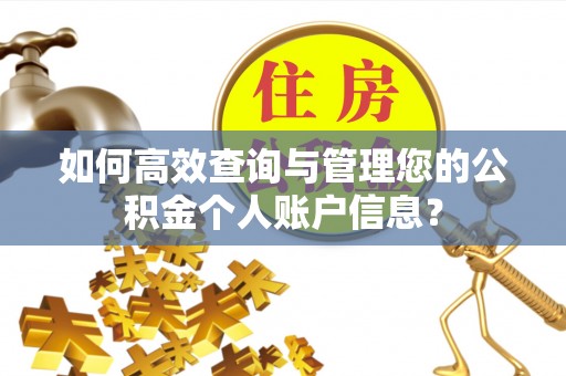 田尾如何高效查询与管理您的公积金个人账户信息？