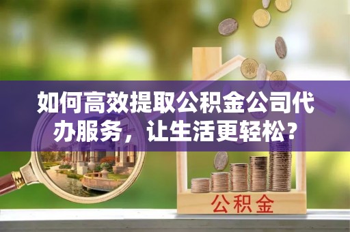 田尾如何高效提取公积金公司代办服务，让生活更轻松？