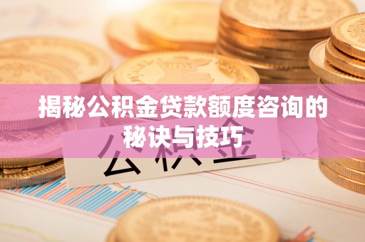田尾揭秘公积金贷款额度咨询的秘诀与技巧