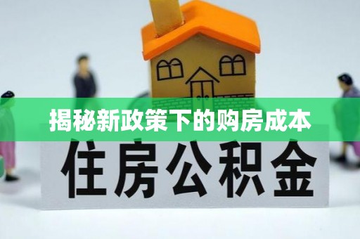 田尾揭秘新政策下的购房成本